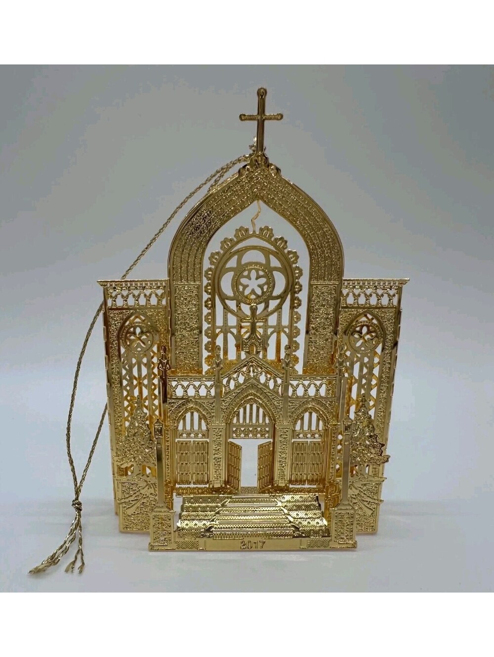 Danbury Mint 2017 Cathedral Doors 23K Gold Plated Christmas Ornament EUC